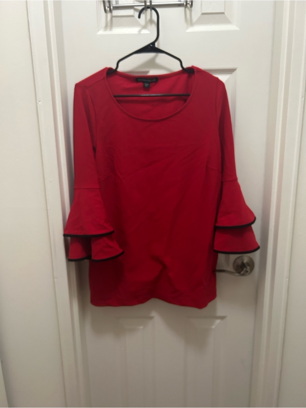 Boston Proper Red Ruffle-Sleeve Blouse